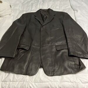 Stafford Executive Brown Genuine Leather Men's Blazer Jacket RN93677 Sz L